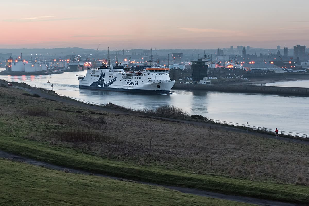 NorthLink ferry Hrossey leaving Aberdeen Harbour